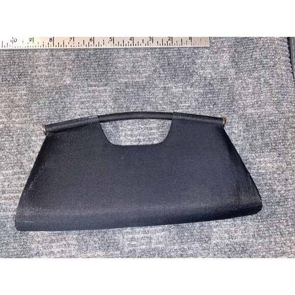 La Regale Black Fabric Evening Bag with Rope Strap Made in China 10 Inches - Picture 3 of 12